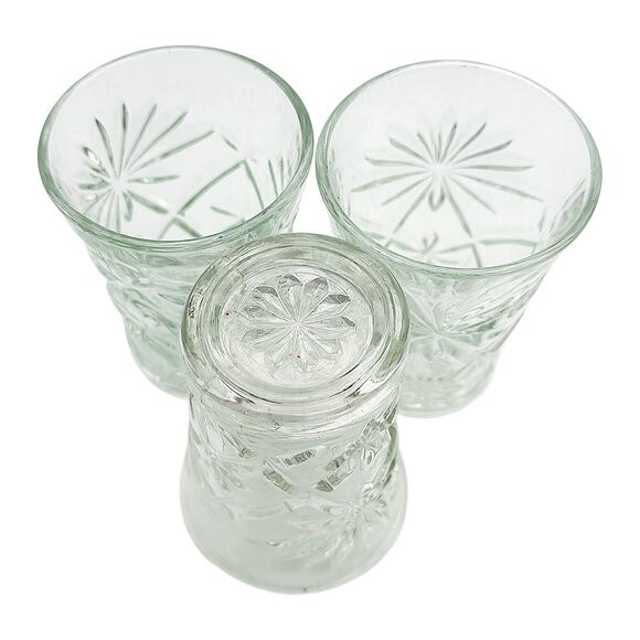 Vintage Anchor Hocking Prescut 3-Piece Set of Clear Pineapple Pattern Glasses - Picture 3 of 8